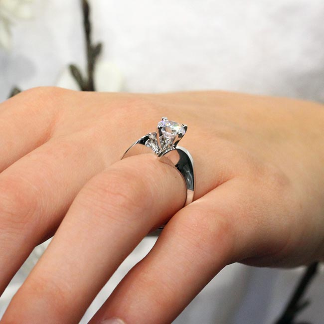  Modern Bypass Moissanite Solitaire Ring Image 4