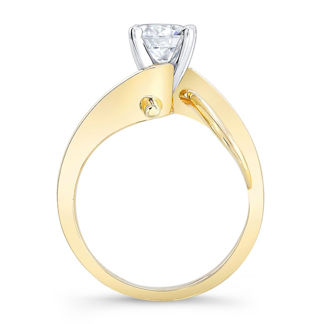  Yellow Gold Wire Accent Moissanite Solitaire Ring Image 2