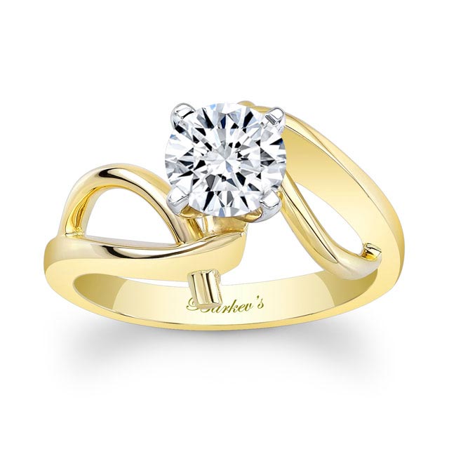  Yellow Gold Wire Accent Moissanite Solitaire Ring Image 1