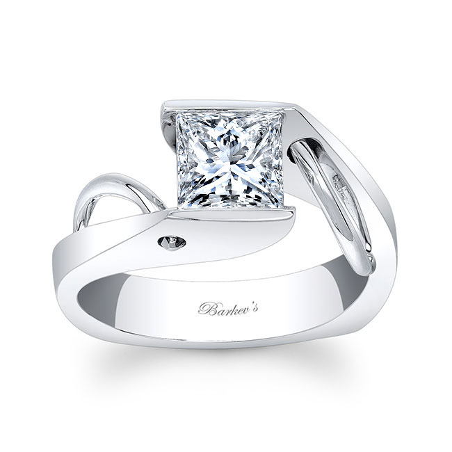Wire Accent Princess Cut Moissanite Solitaire Ring