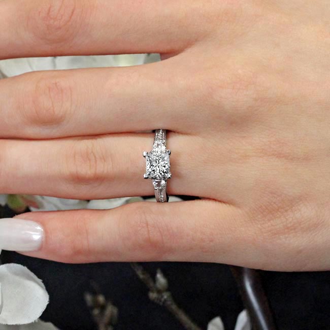 Princess Cut Lab Diamond Three Stone Ring Image 3
