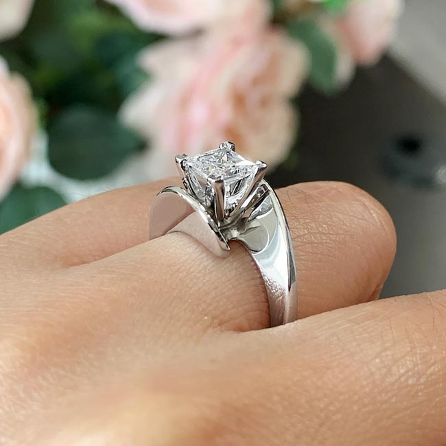 Princess Cut Lab Diamond Bypass Solitaire Ring Image 4