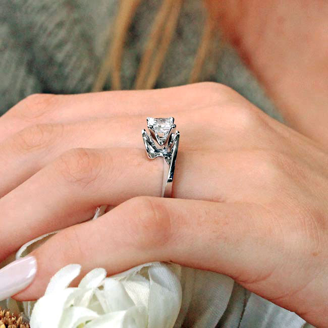 Princess Cut Moissanite Bypass Solitaire Ring Image 6