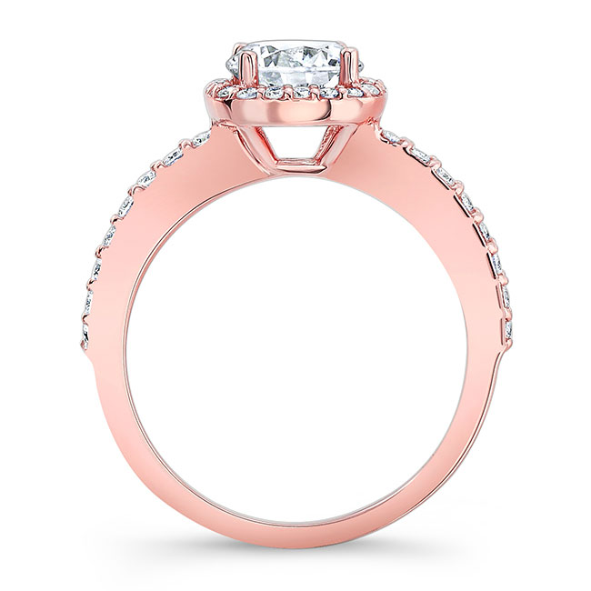 Rose Gold 1 Carat Round Halo Engagement Ring Image 2