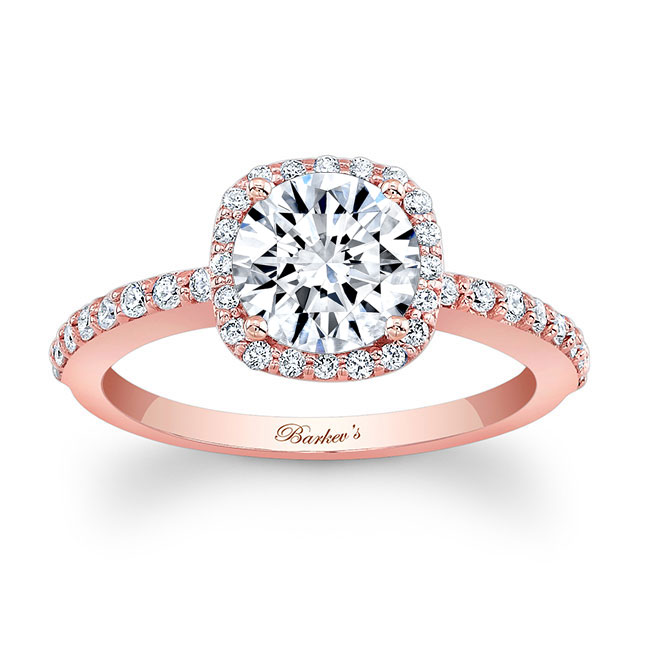  Rose Gold 1 Carat Round Moissanite Halo Engagement Ring Image 1