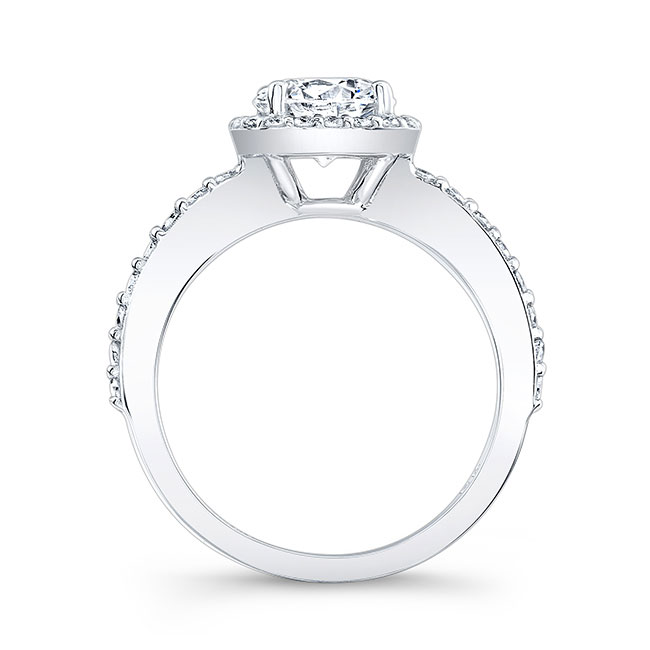 Platinum 1 Carat Round Moissanite Halo Engagement Ring Image 2