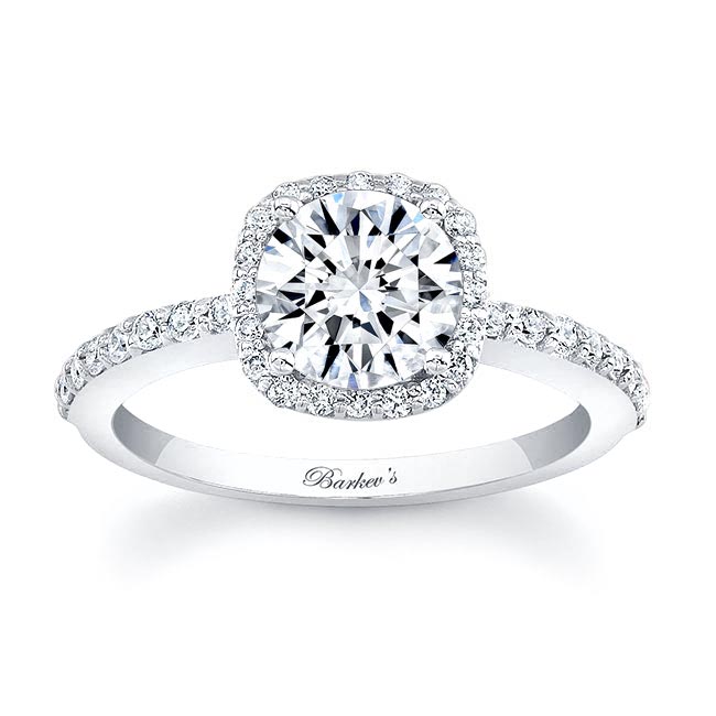 Platinum 1 Carat Round Moissanite Halo Engagement Ring Image 1