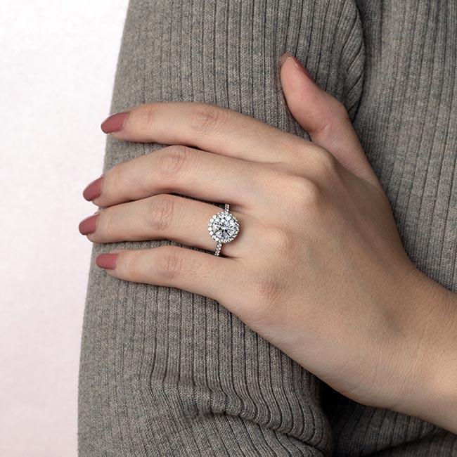  White Gold 2 Carat Lab Grown Diamond Halo Engagement Ring Image 3