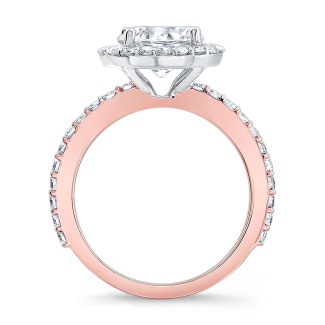  White Rose Gold 2 Carat Lab Grown Diamond Halo Engagement Ring Image 2
