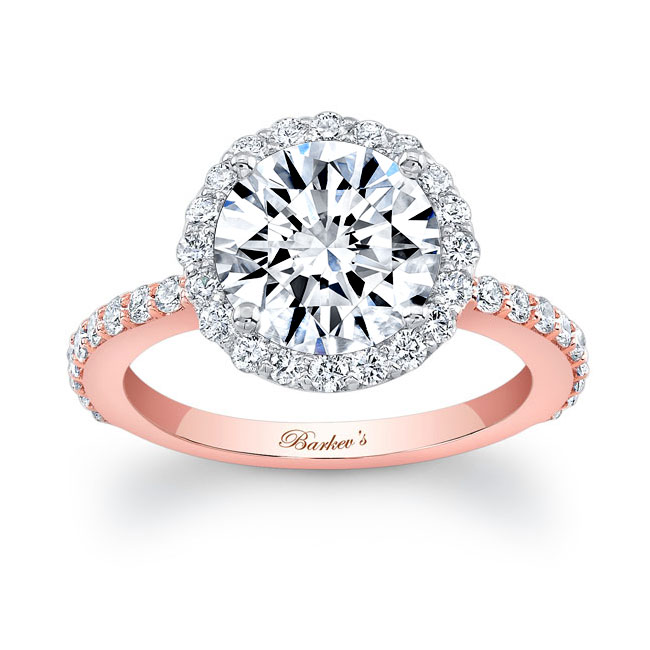  White Rose Gold 2 Carat Lab Grown Diamond Halo Engagement Ring Image 1