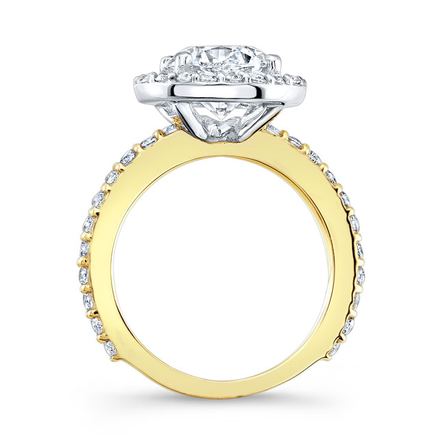  White Yellow Gold 2 Carat Lab Grown Diamond Halo Engagement Ring Image 2
