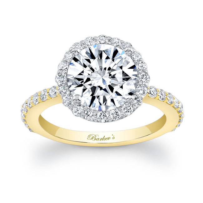  White Yellow Gold 2 Carat Moissanite Halo Engagement Ring Image 1