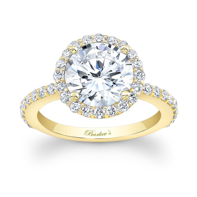  Yellow Gold 2 Carat Moissanite Halo Engagement Ring Image 1