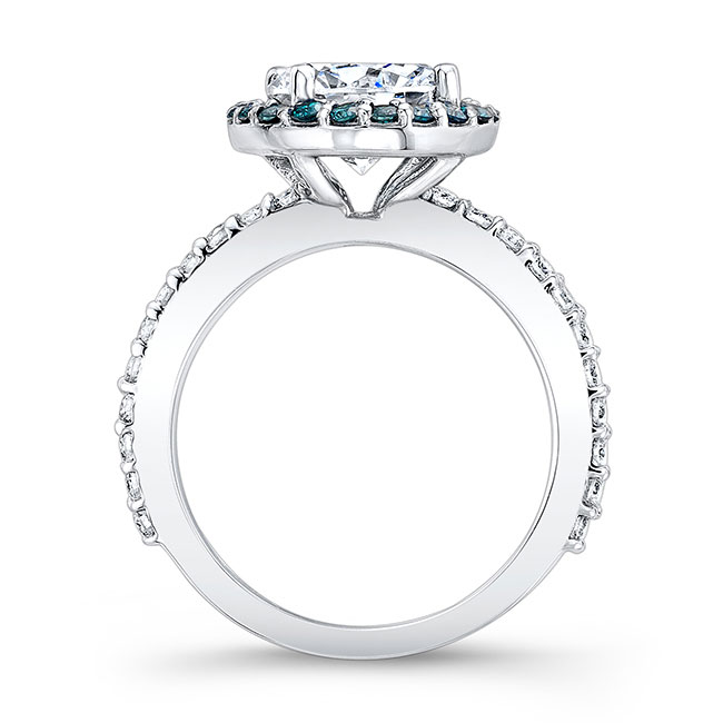  2 Carat Moissanite Halo Blue Diamond Accent Engagement Ring Image 2