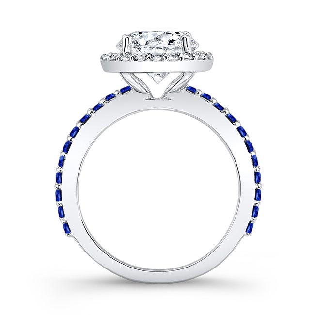  2 Carat Halo Blue Sapphire Accent Engagement Ring Image 2