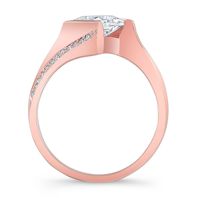  Rose Gold Princess Cut Square Diamond Ring Image 2