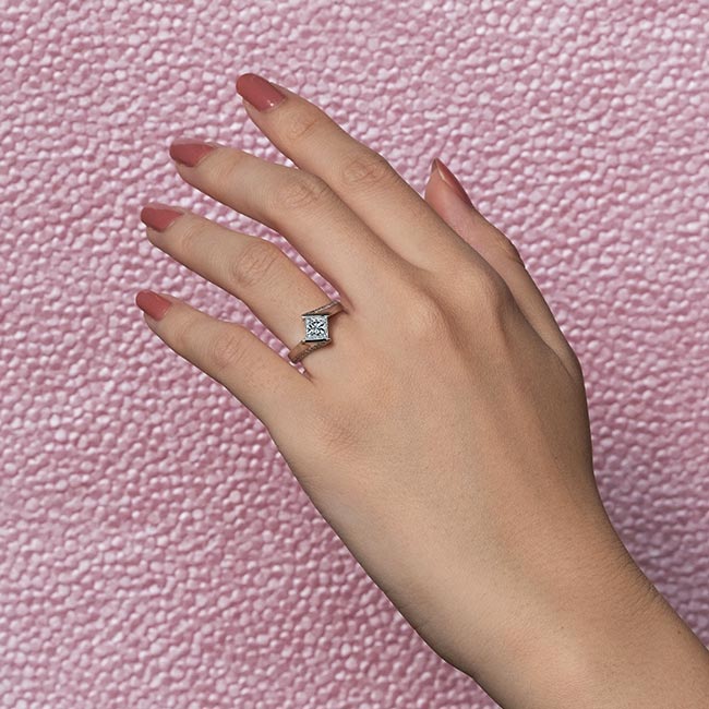  White Gold Princess Cut Square Diamond Ring Image 3