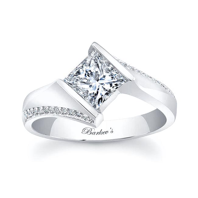  White Gold Princess Cut Square Diamond Ring Image 1