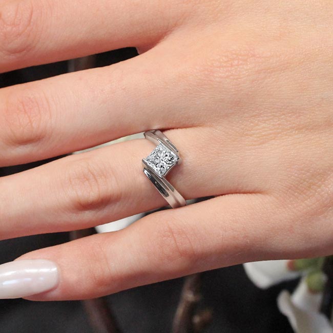 Stepped Princess Cut Moissanite Solitaire Ring Image 2