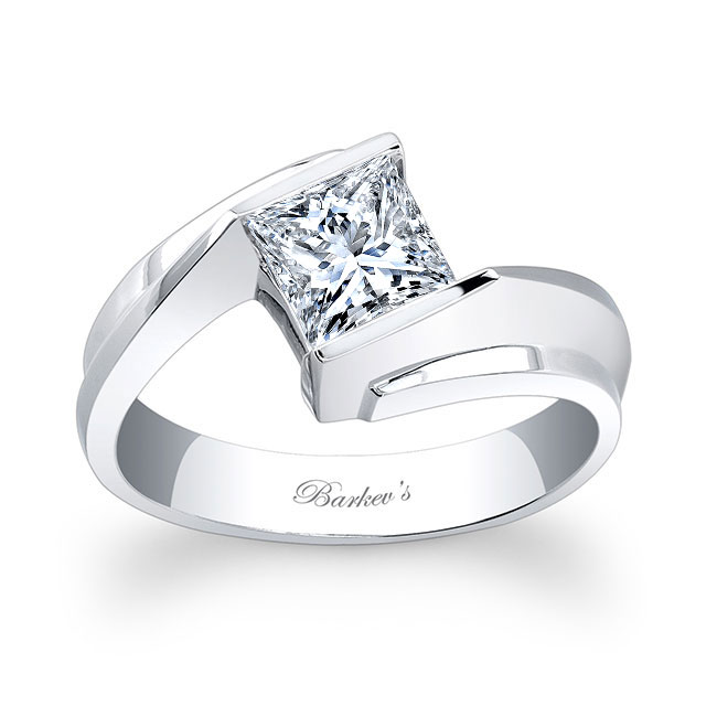 Platinum Stepped Princess Cut Solitaire Ring Image 1