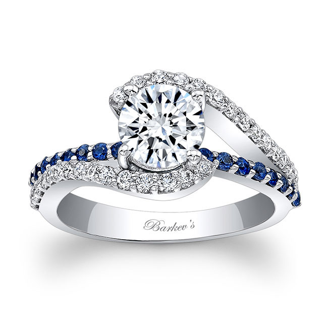 Platinum 1 Carat Diamond And Blue Sapphire Ring Image 1