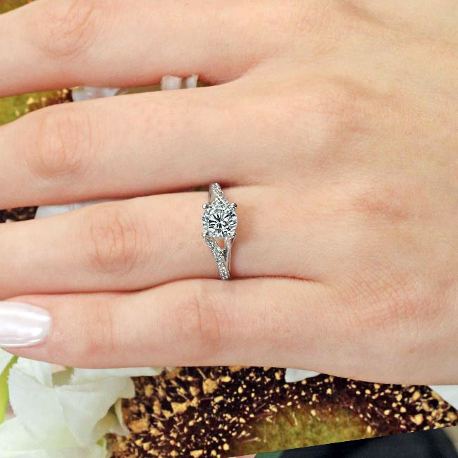 White Gold V Shaped Lab Diamond Engagement Ring Image 3