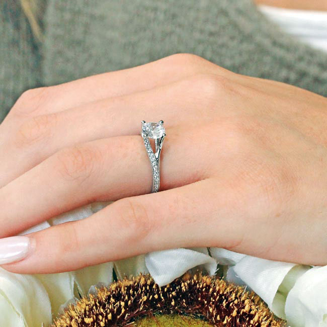 White Gold V Shaped Lab Diamond Engagement Ring Image 4