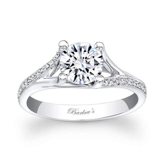  White Gold V Shaped Engagement Ring Image 1