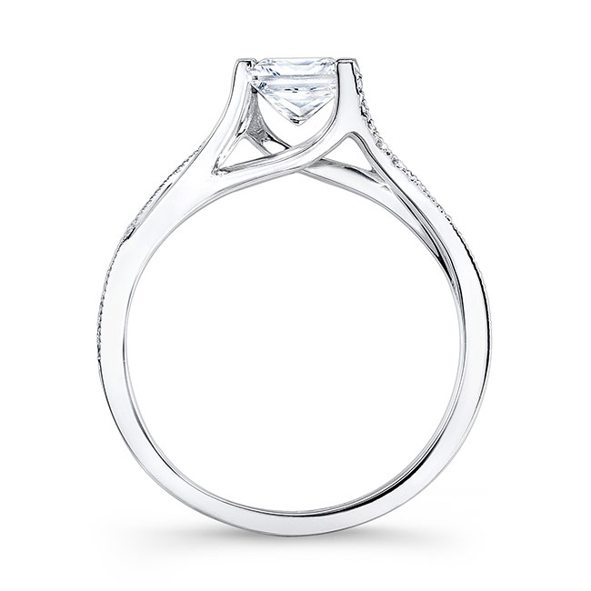  White Gold Princess Cut V Shaped Ring Image 2