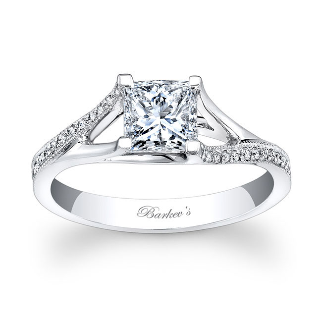 Platinum Princess Cut Lab Grown Diamond V Shaped Ring Image 1