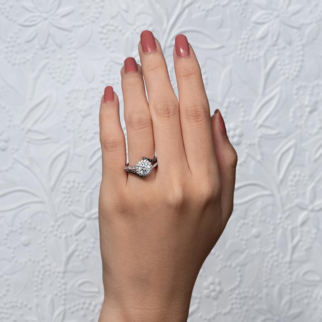 Platinum Contemporary Lab Diamond Engagement Ring With Black Diamond Accents Image 3