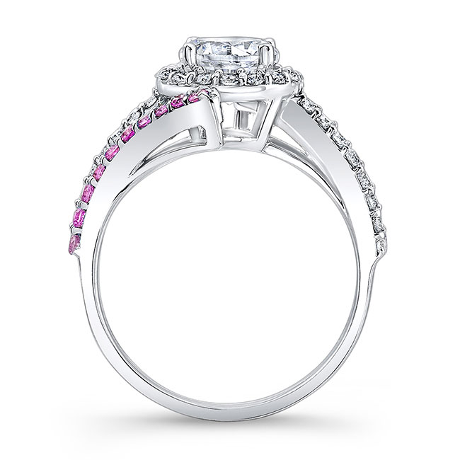  Contemporary Pink Sapphire Accent Engagement Ring Image 2