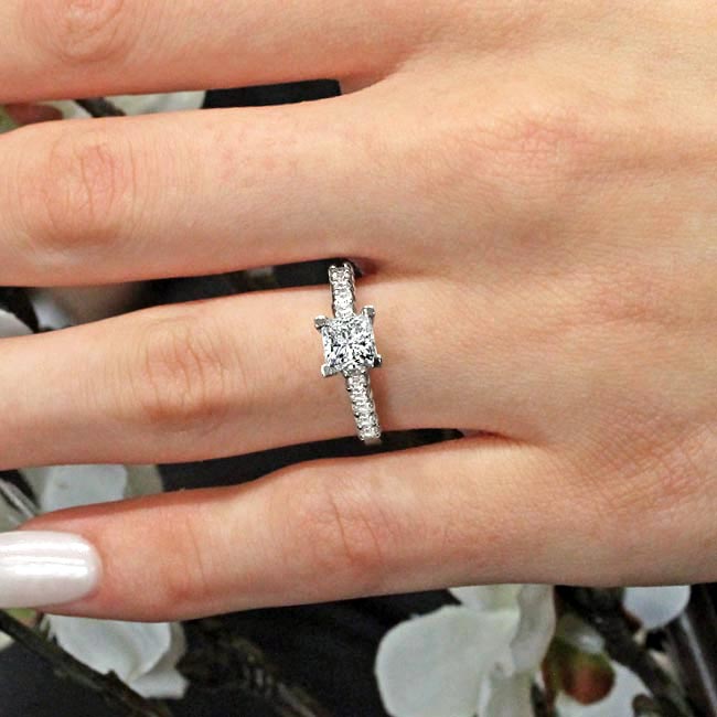 Platinum 1 Ct Princess Cut Lab Grown Diamond Ring Image 3