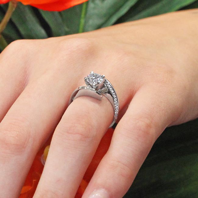 Platinum Bypass Pave Lab Diamond Engagement Ring Image 5