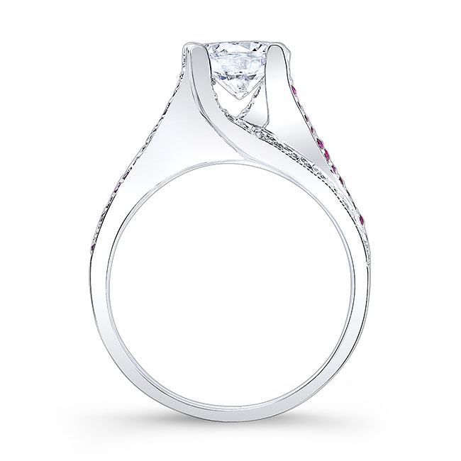 Platinum Pink Sapphire Accent Pave Ring Image 2
