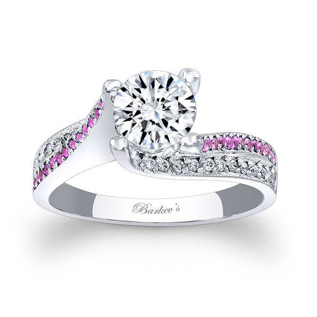  Pink Sapphire Accent Moissanite Pave Ring Image 1
