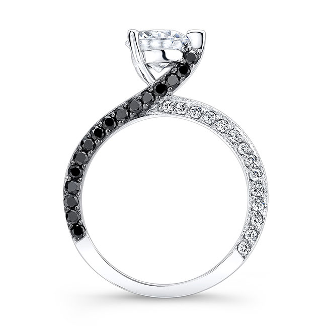  Three Prong Black Diamond Accent Moissanite Ring Image 2