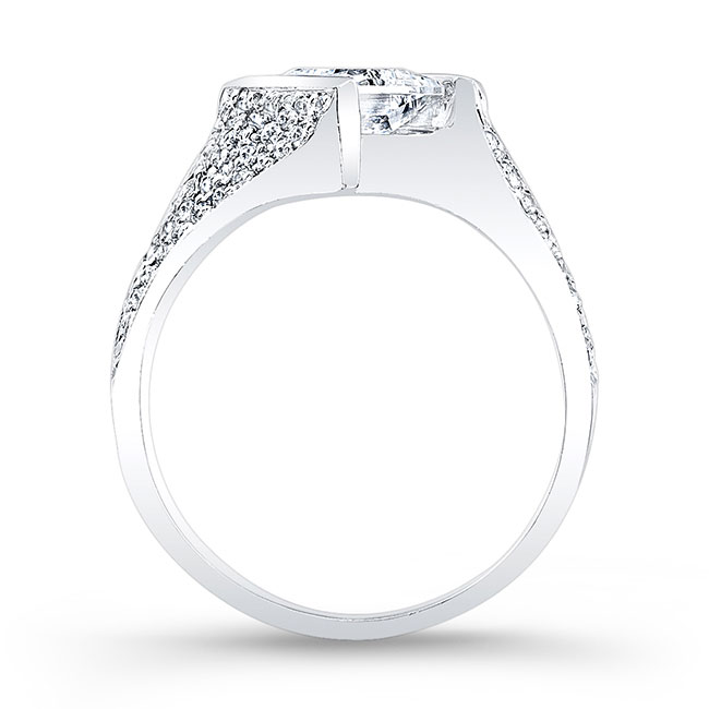  White Gold Pave Princess Cut Lab Grown Diamond Ring Image 2