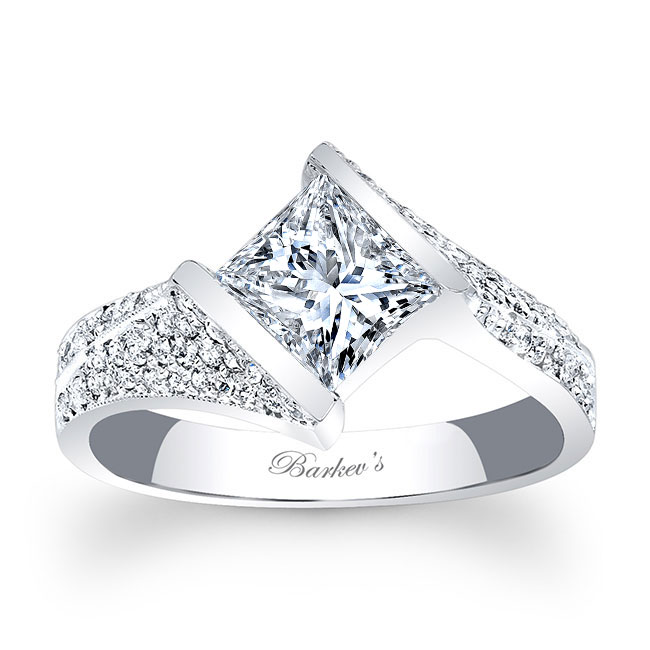  White Gold Pave Princess Cut Lab Grown Diamond Ring Image 1