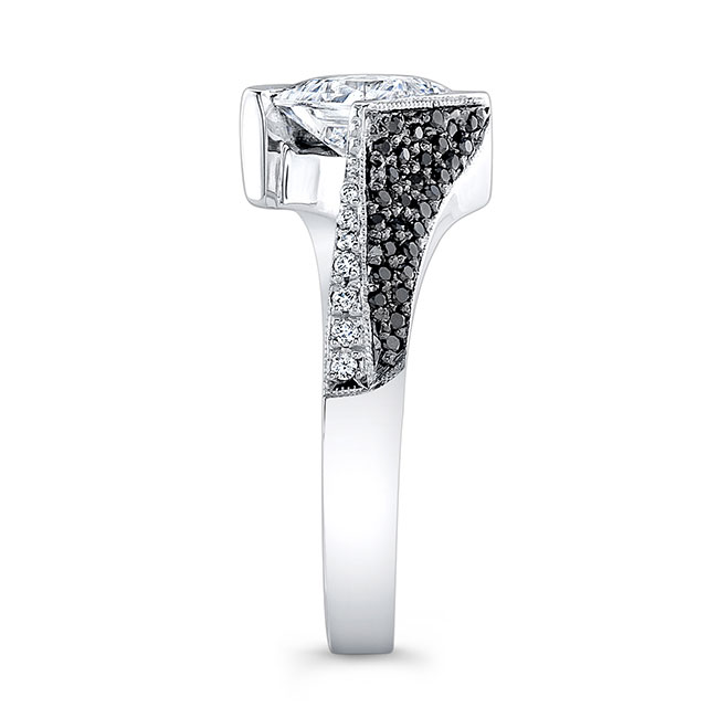 Platinum Pave Princess Cut Black Diamond Accent Moissanite Ring Image 2