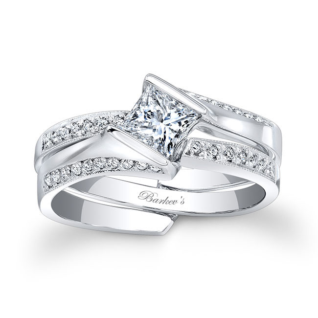  Half Carat Princess Lab Grown Diamond Interlock Bridal Set Image 1