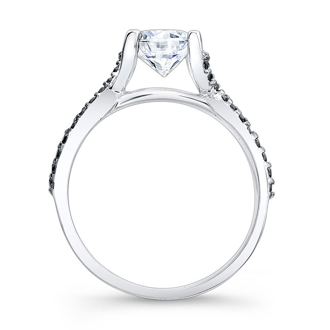  Pave Set Black Diamond Accent Moissanite Ring Image 2