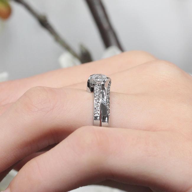 Channel Set Lab Diamond Interlocking Bridal Set Image 4