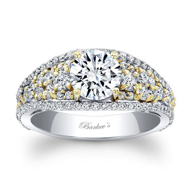White Yellow Gold Vintage 1 Carat Lab Diamond Engagement Ring