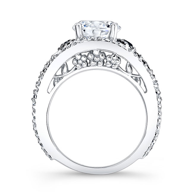  Vintage 1 Carat Moissanite Black Diamond Accent Engagement Ring Image 2