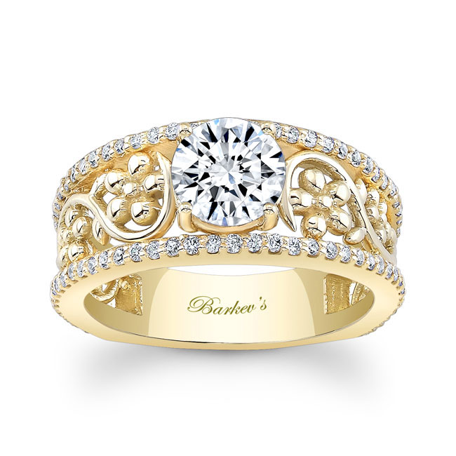 Vintage Floral Moissanite Engagement Ring