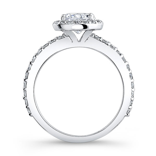  White Gold 3 Piece Halo Wedding Ring Set Image 2