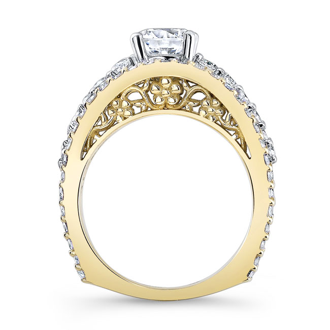  White Yellow Gold Art Deco Moissanite Ring Image 2