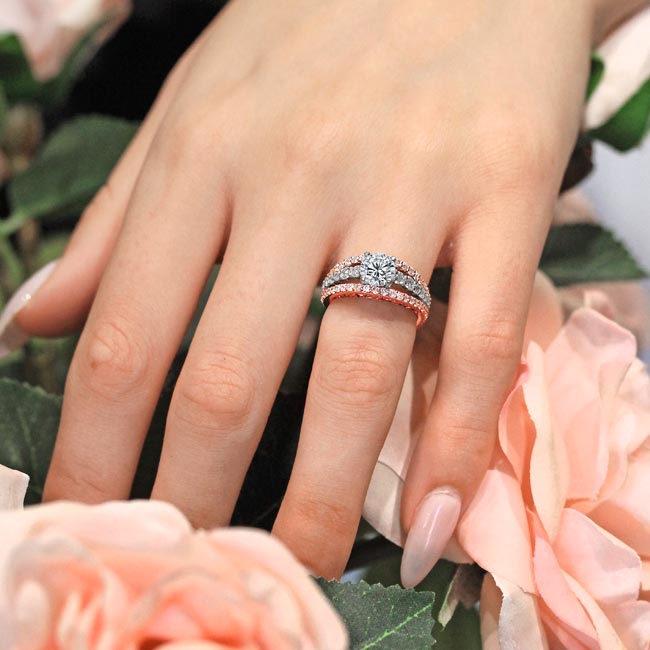  White Rose Gold Art Deco Moissanite Ring Image 4