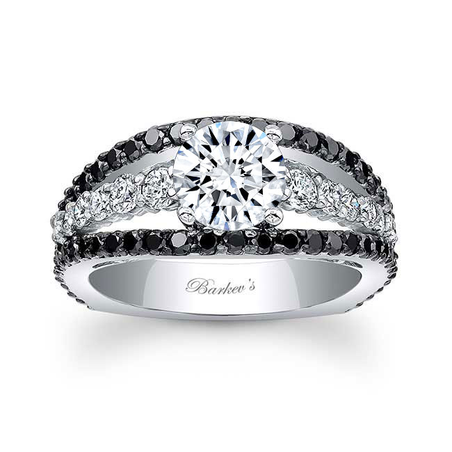  Art Deco Black Diamond Accent Moissanite Ring Image 1